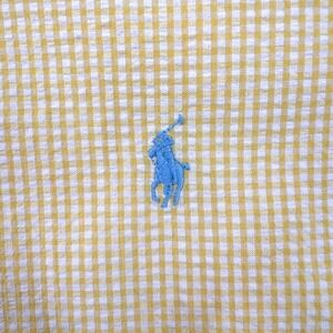 Ralph Lauren Blake Seersucker Gingham Shirt Men XL Yellow Summer Short Sleeve
